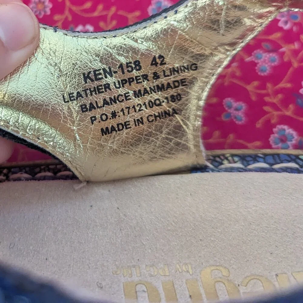 NWOT Alegria Platform Sandals‎ Kendra Blue Birdland Mosaic Print Leather T Strap